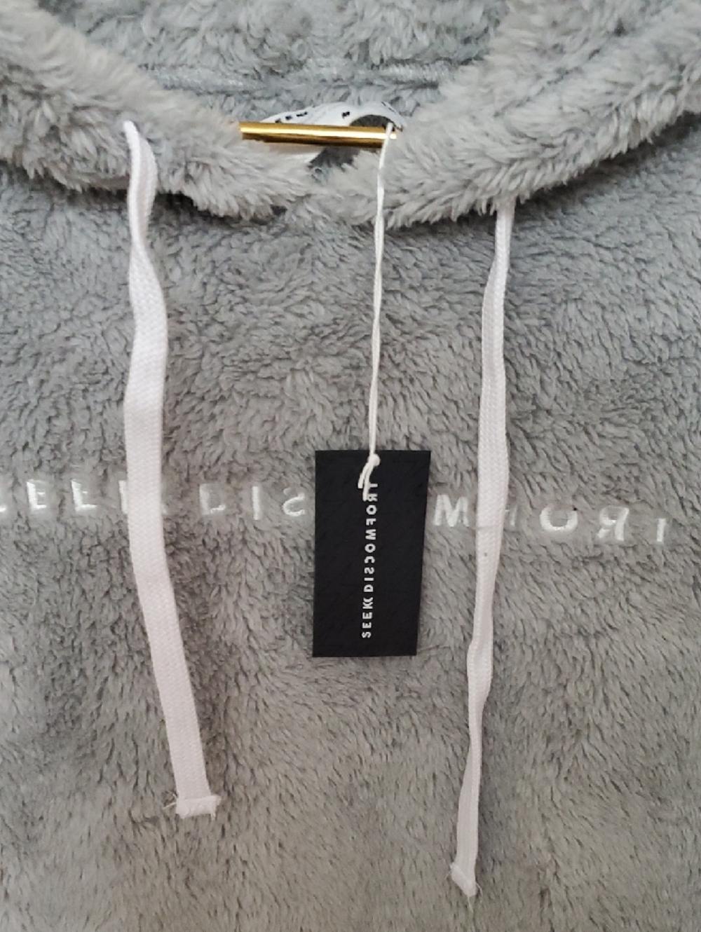 Plush Hooded Pullover Jacket - Light Gray - Picture 3 of 10